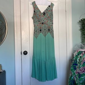 Funky flattering mint/paisley print midi dress